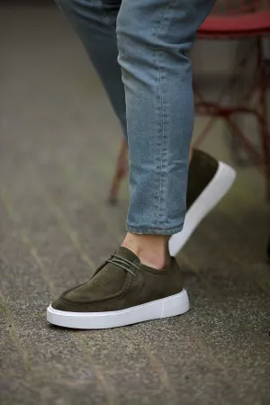 Green Suede Laced Slip-On Shoes for Men | GentWith