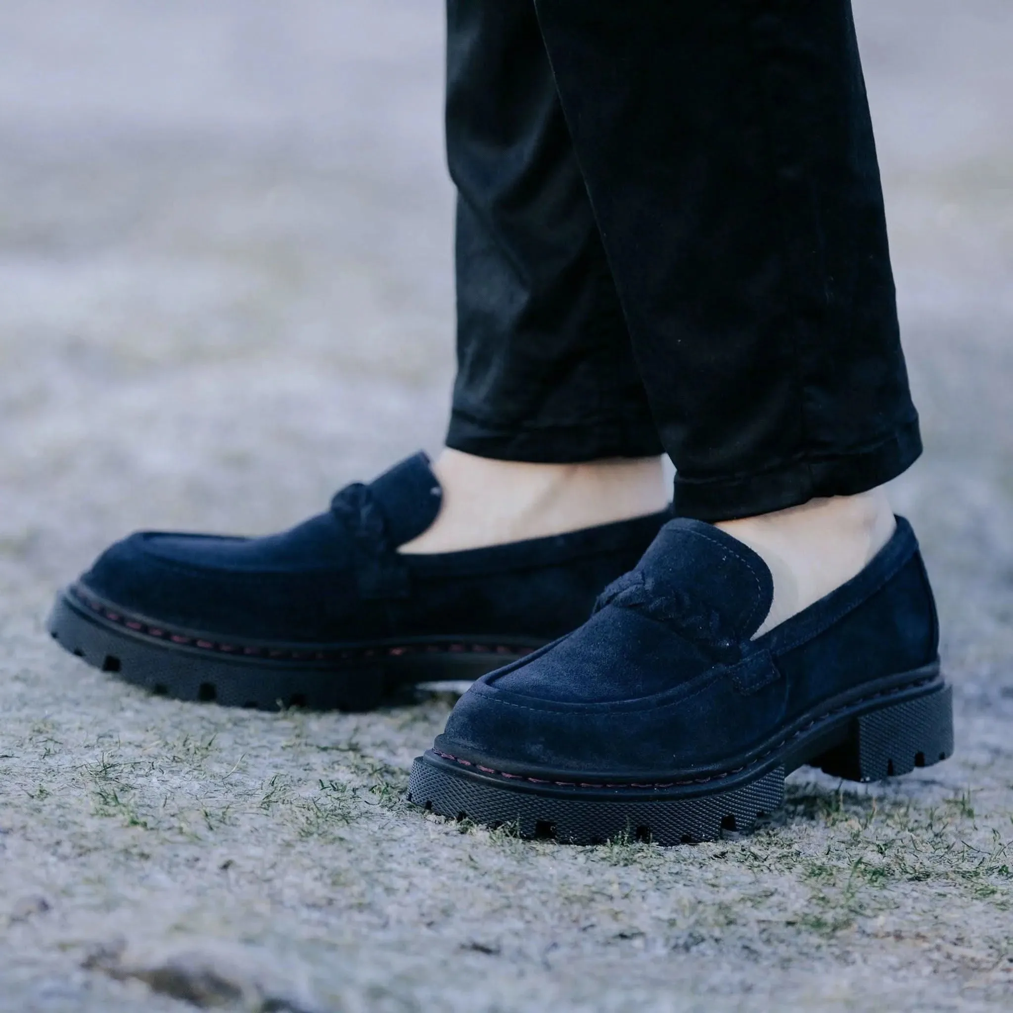 Hackney Navy Suede Loafers