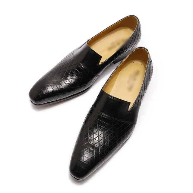 Hand Painted Brown Black Genuine Leather Men Shoes