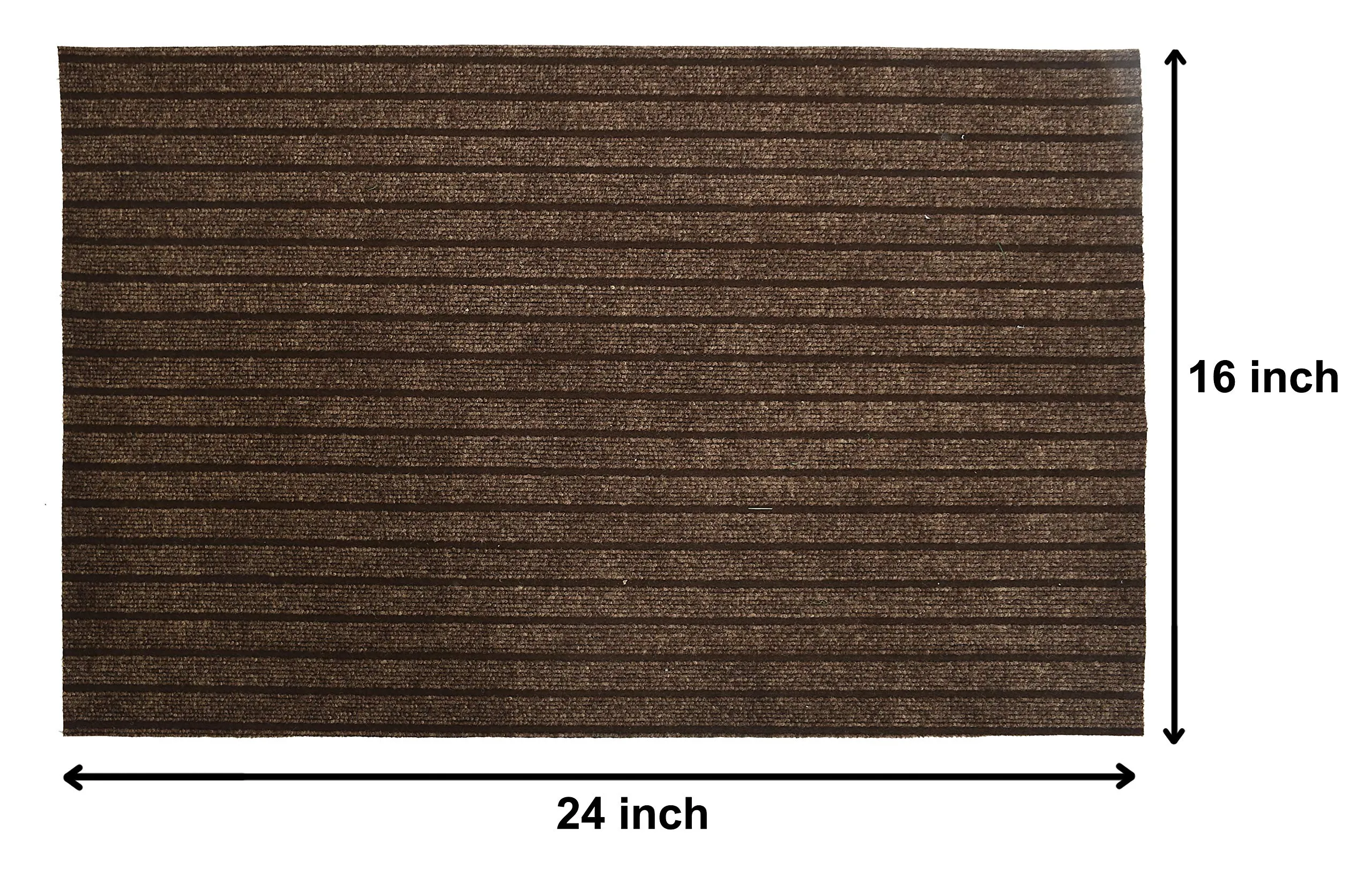 Heart Home All Weather Entry and Back Yard Door Mat, Non-Slip Rubber Backing, Absorbent and Waterproof, Dirt Trapping Rugs for Entryway- Pack of 2-16"x24"(Brown), Standard (HS_36_HEARTH018403)