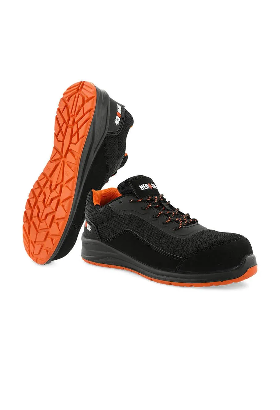 Herock&#x20;Leno&#x20;Low&#x20;Safety&#x20;Shoe&#x20;S1PS&#x20;Lightweight&#x20;-&#x20;Black&#x20;Orange