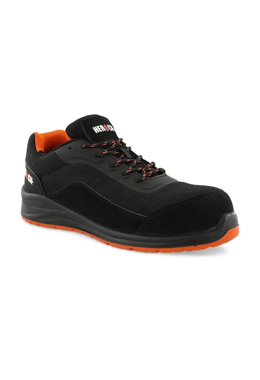 Herock&#x20;Leno&#x20;Low&#x20;Safety&#x20;Shoe&#x20;S1PS&#x20;Lightweight&#x20;-&#x20;Black&#x20;Orange