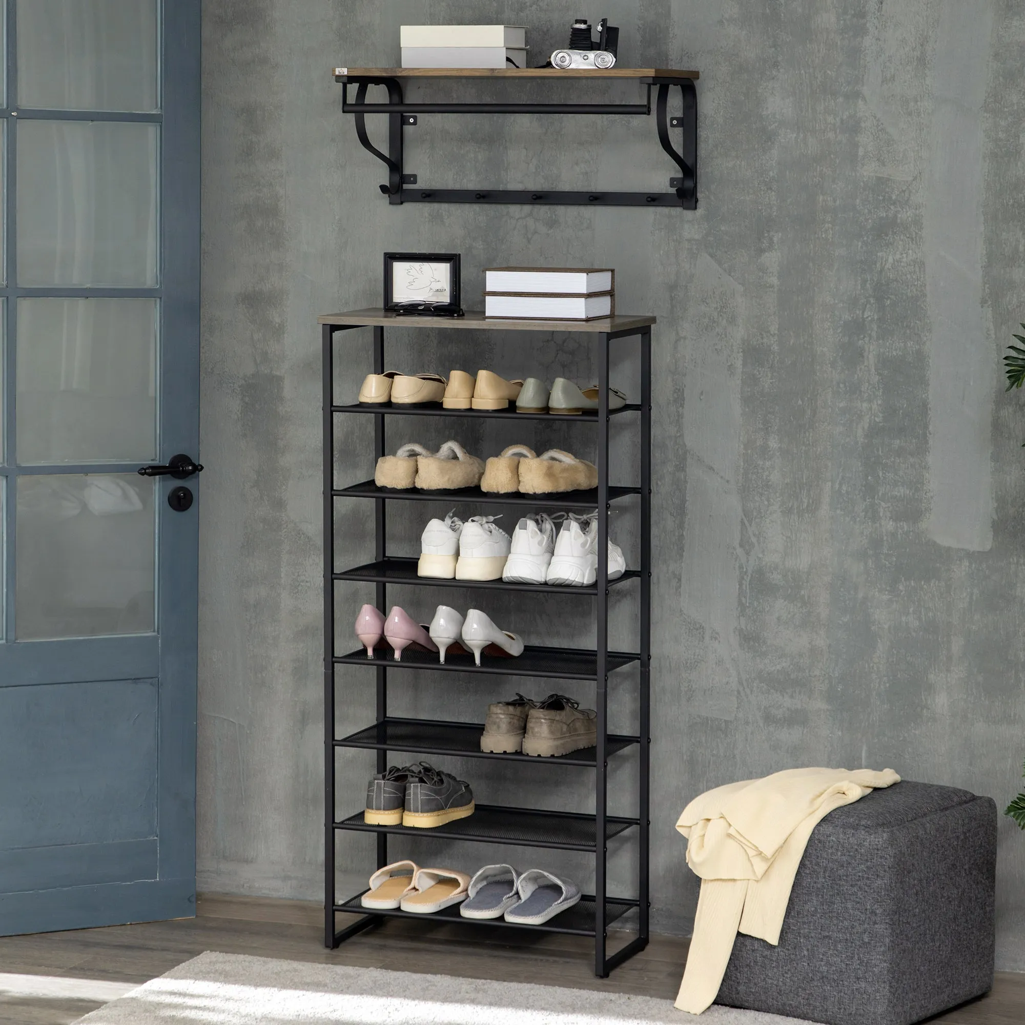 HOMCOM Shoe Rack, 8-tier Shoe Storage Shelf for 21-24 Pair Shoes for Entryway