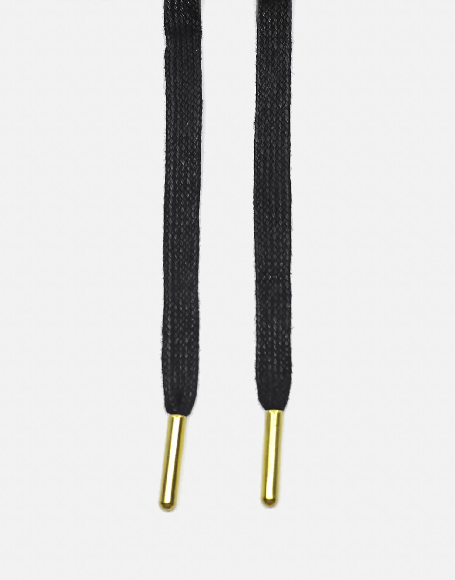 Lacespace Black Waxed Flat Lace Gold Metal Aglet