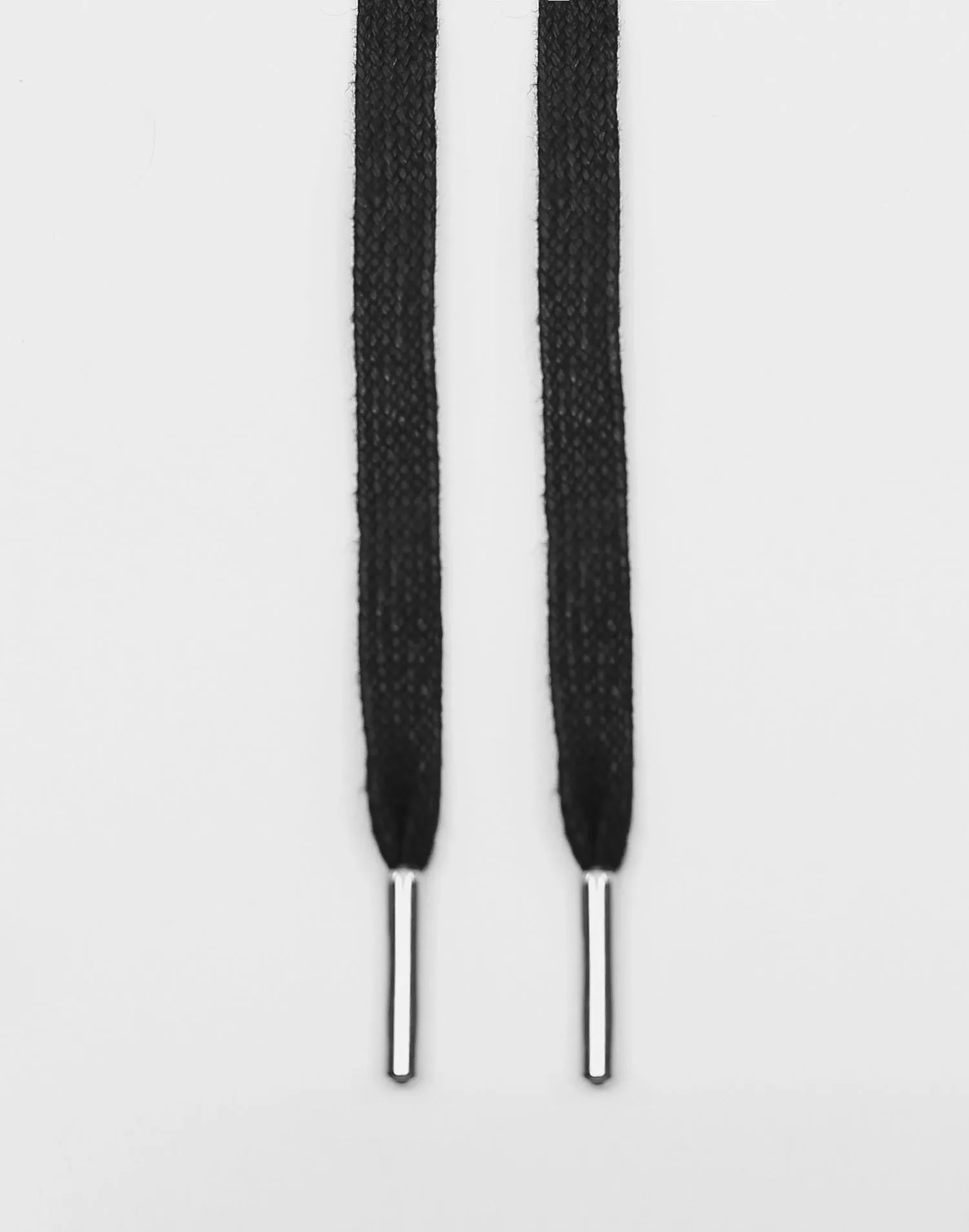 Lacespace Black Waxed Flat Lace Silver Metal Aglet