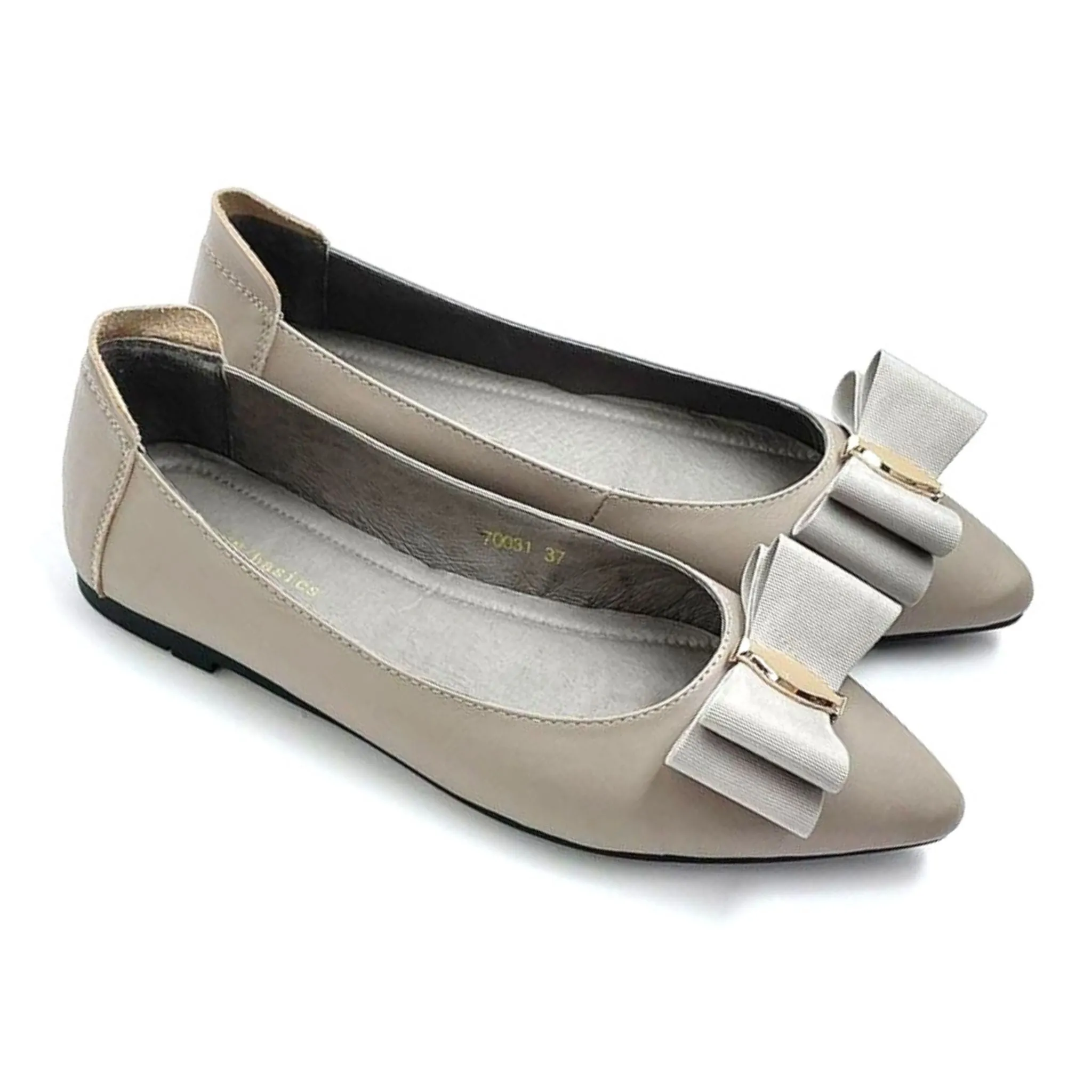 Leather flats with Shantong layered ribbon - 70031