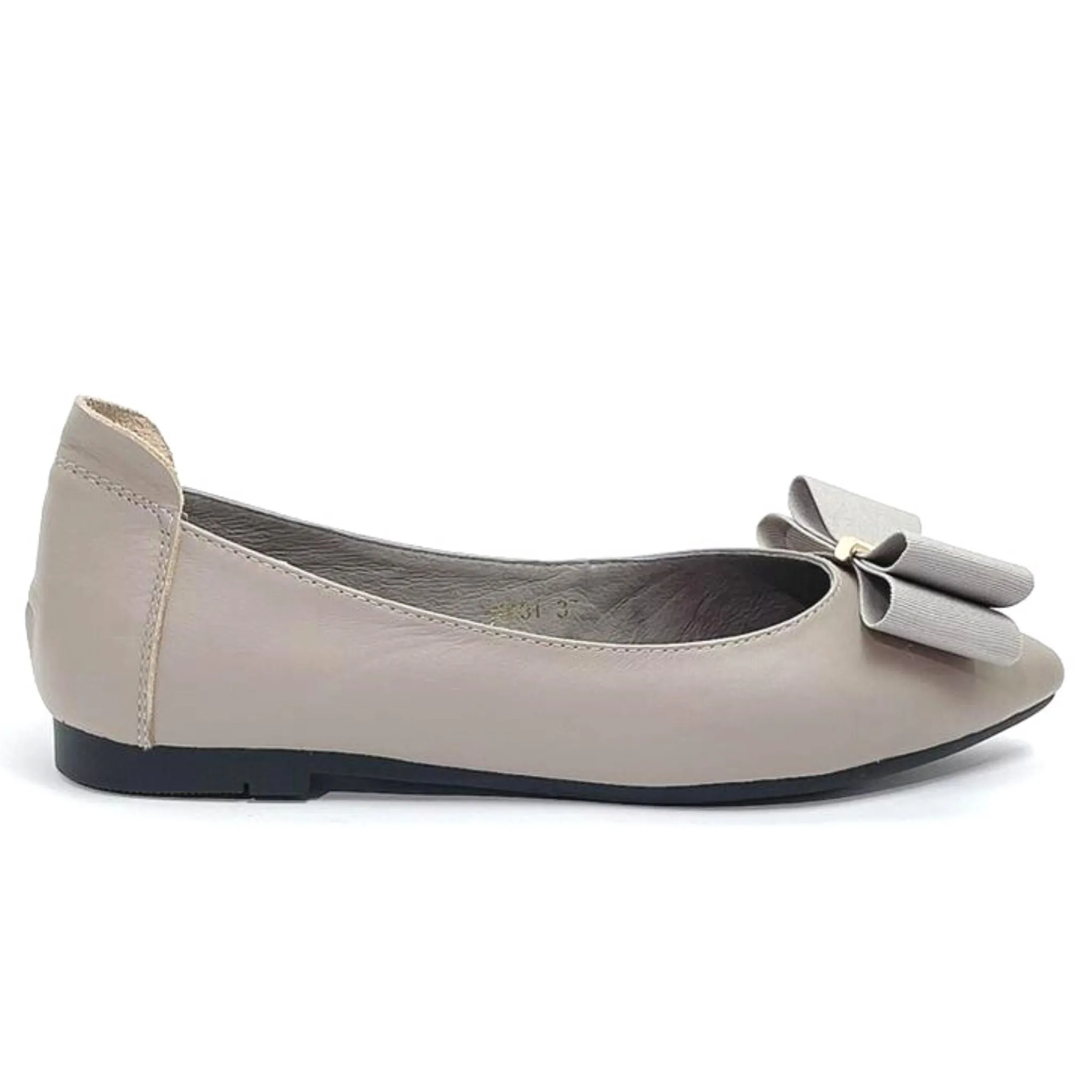 Leather flats with Shantong layered ribbon - 70031