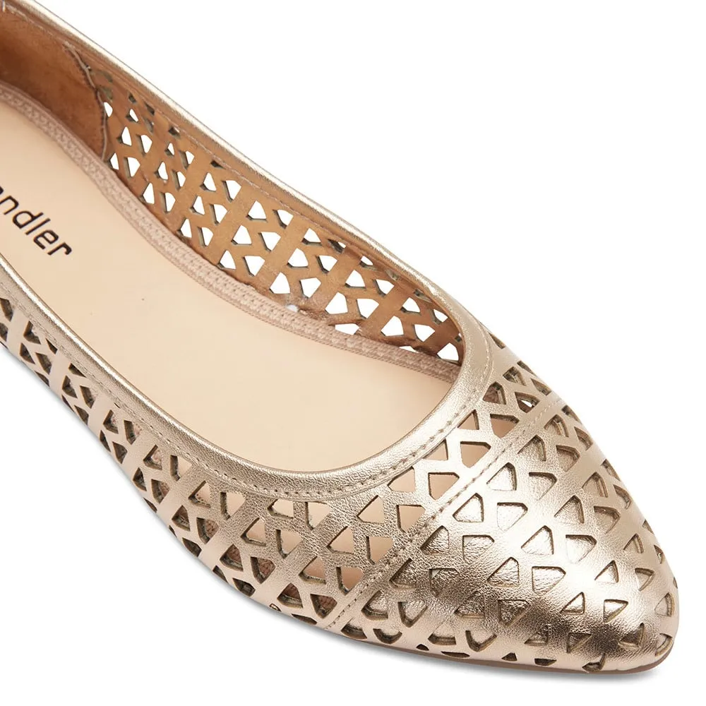 Liberty Flat in Gold Metallic Leather