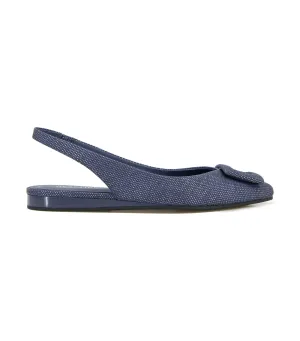 Linton Buckle Slingback Flat Denim Weave