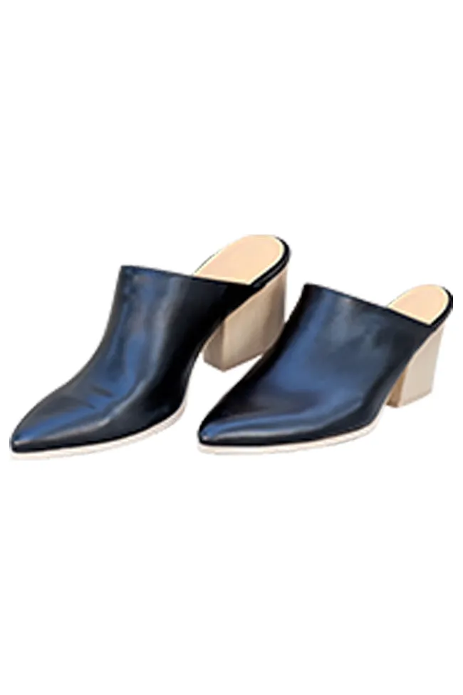 Madison Black Pointed Toe Heeled Mules FINAL SALE