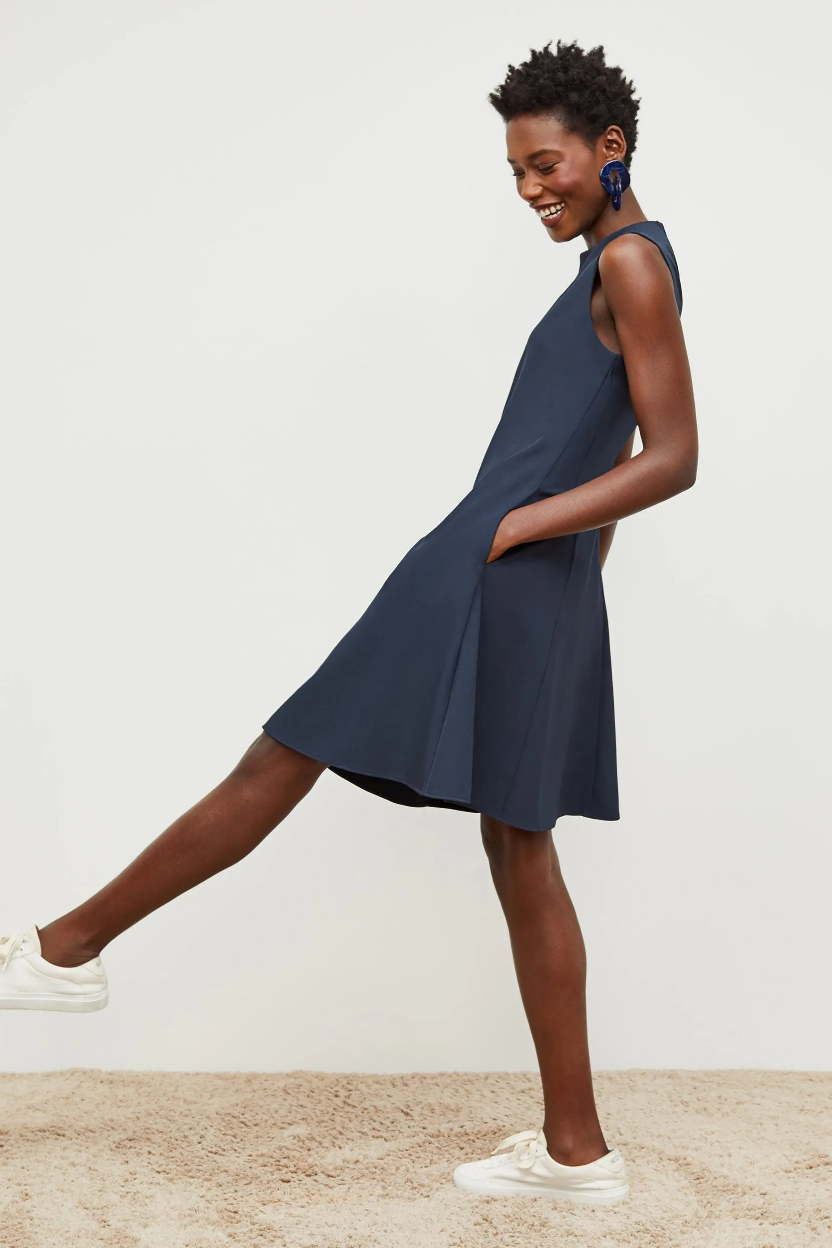 Malala Dress - Recycled WonderTex :: Dark Navy