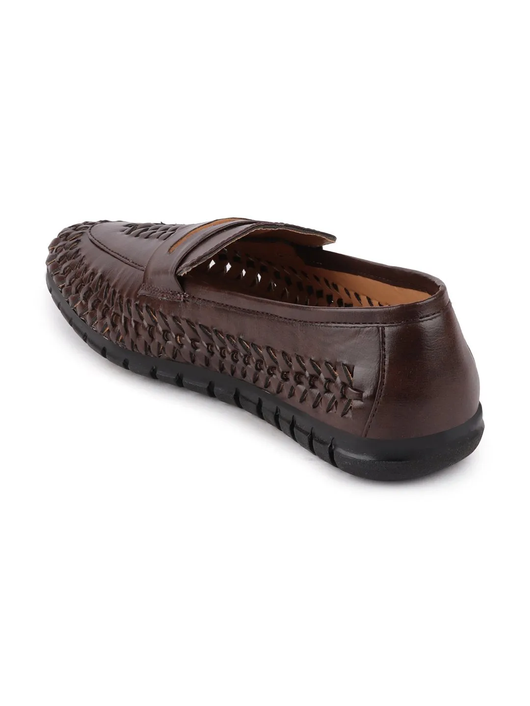 Men Brown Casual Slip-On Knitted Shoes