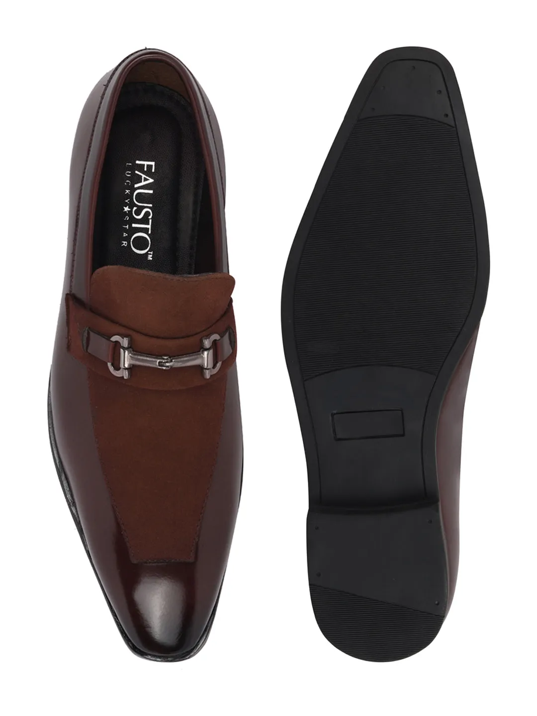 Men Brown Party Slip On Loafers