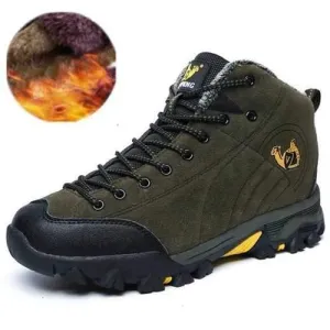 Men Suede Plush Lining Outdoor Hiking Shoes