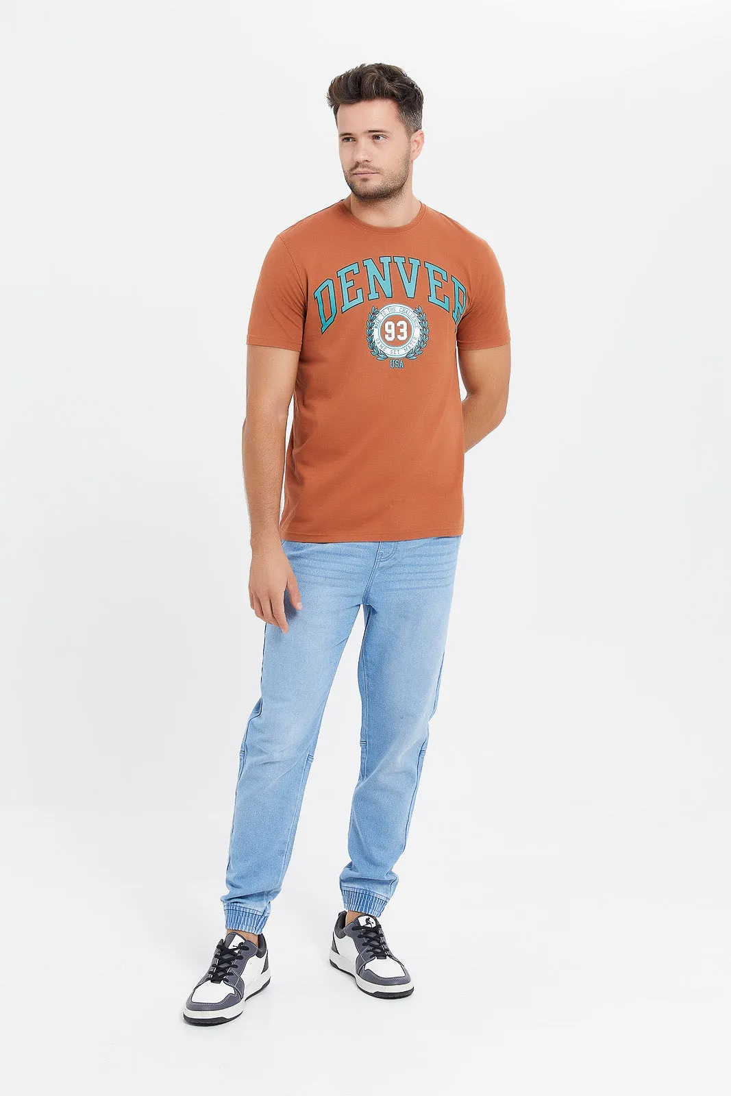 Men Tan Graphic T-Shirt