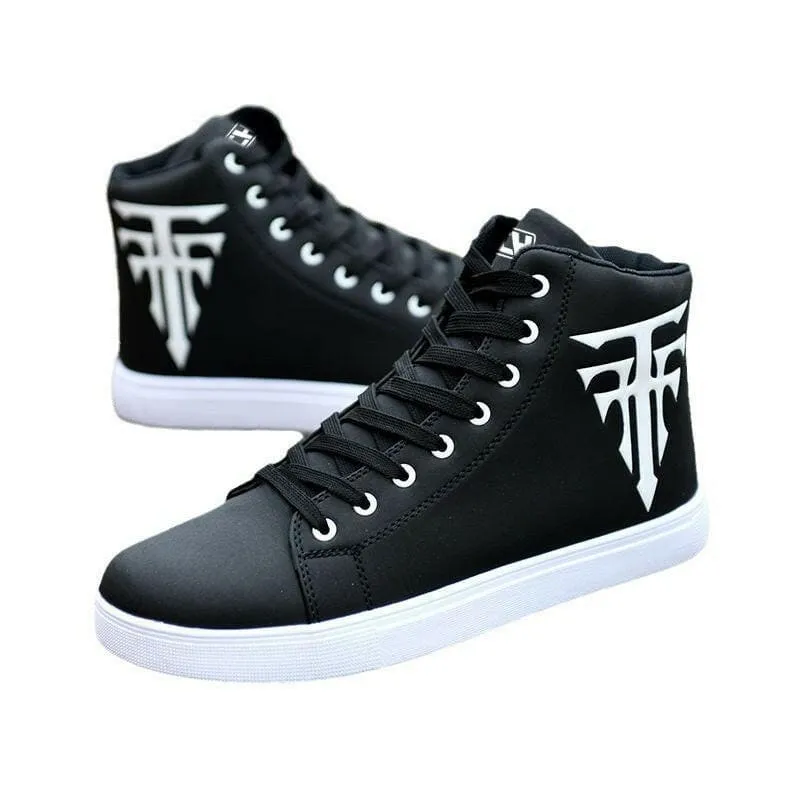 Mens Casual High Top Board Shoes with White Logos