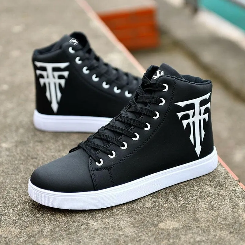 Mens Casual High Top Board Shoes with White Logos