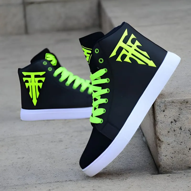 Mens Casual High Top Board Shoes with White Logos