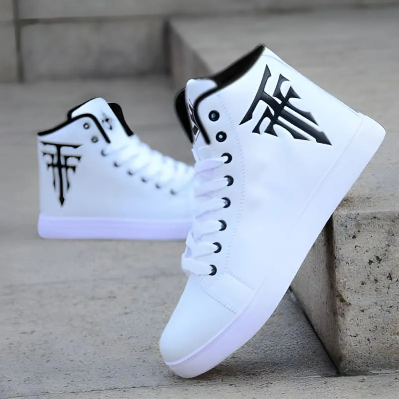 Mens Casual High Top Board Shoes with White Logos