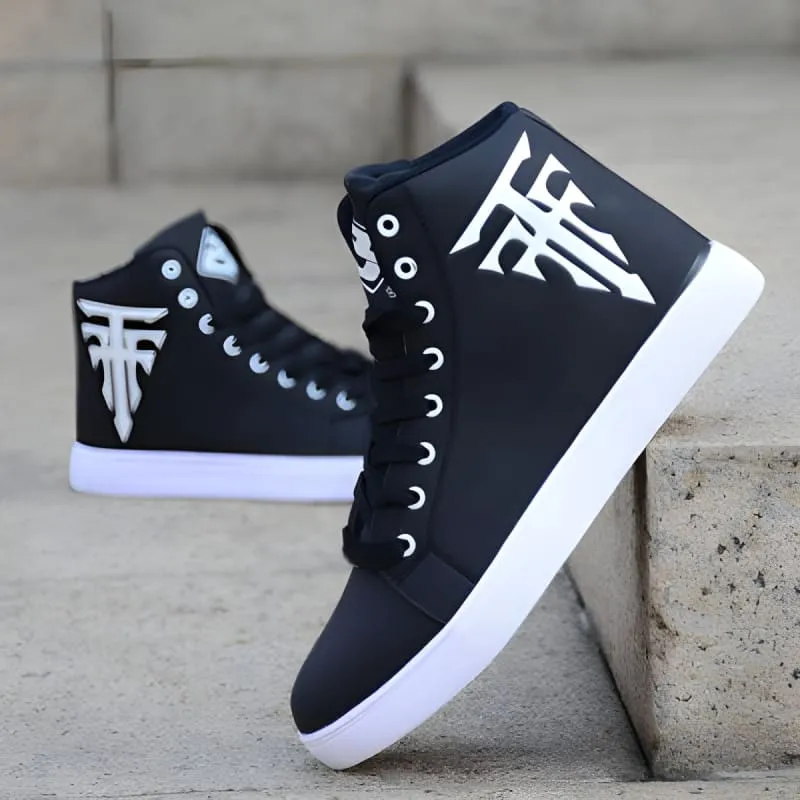 Mens Casual High Top Board Shoes with White Logos