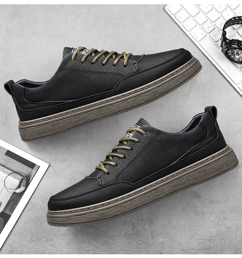 Men's Casual Shoes Lace Up Leather Breathable Hole Design Without Breathable Hole Design Comfortable Breathable Lightweight Fashion Sneakers