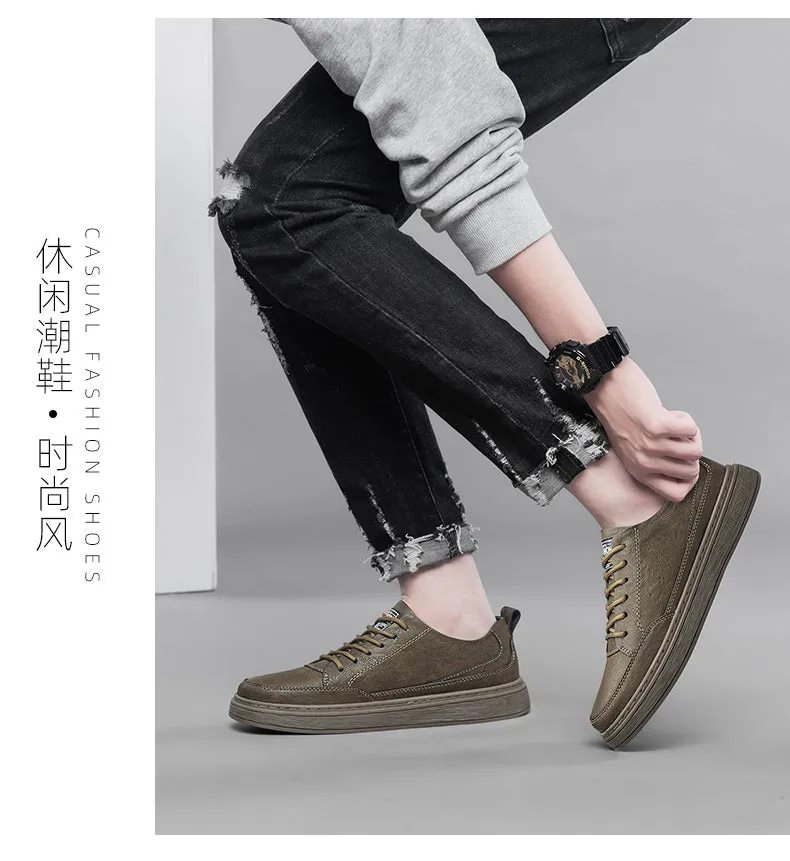 Men's Casual Shoes Lace Up Leather Breathable Hole Design Without Breathable Hole Design Comfortable Breathable Lightweight Fashion Sneakers