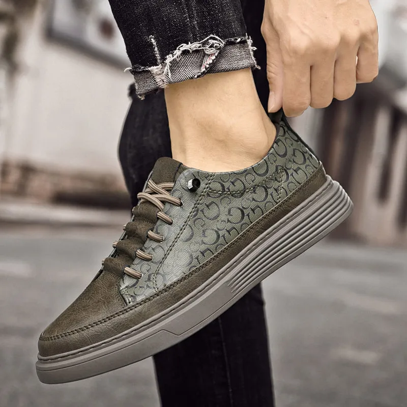 Men’s Designer Cowhide Leather Shoes Outdoor Vintage Leather Board Sneakers | 6687