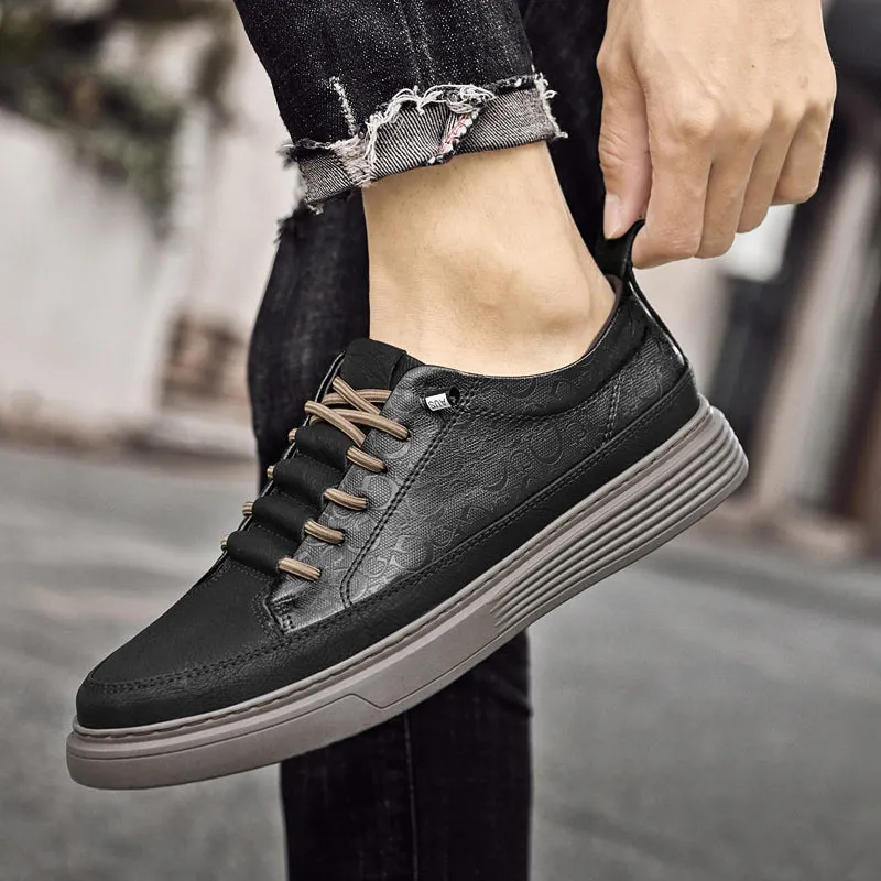 Men’s Designer Cowhide Leather Shoes Outdoor Vintage Leather Board Sneakers | 6687