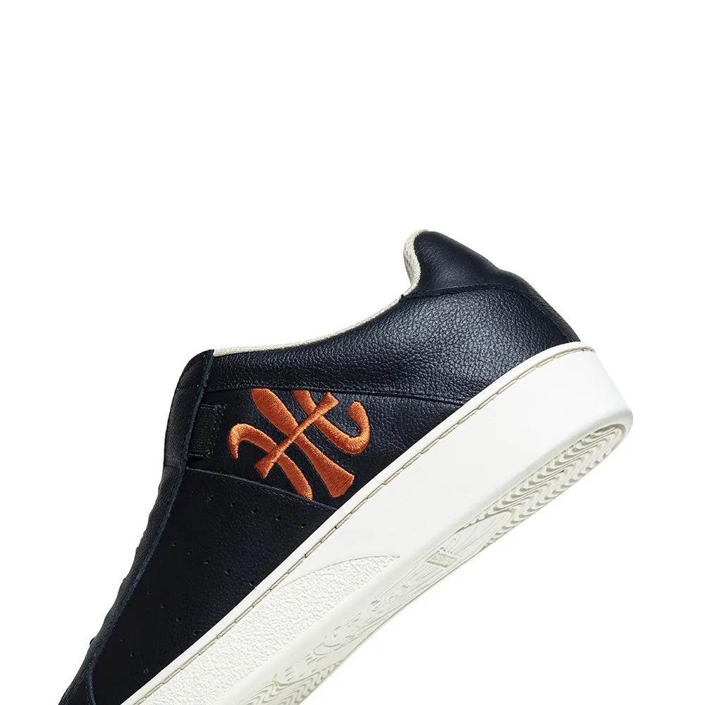 Men's Icon Black Orange Logo Leather Sneakers 01913-992