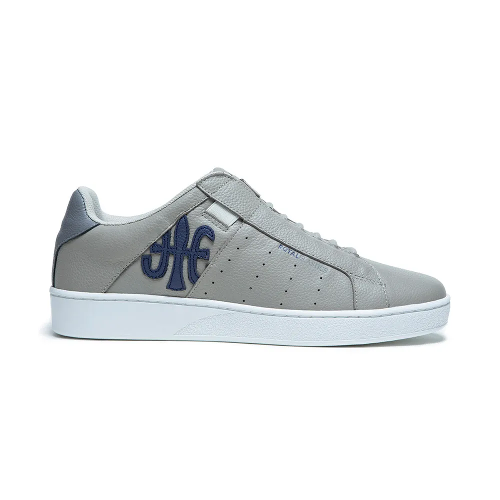 Men's Icon Gray Blue Logo Leather Sneakers 01921-885