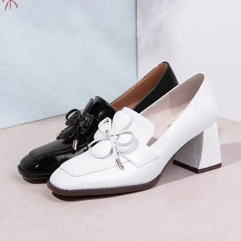 Modish Bow Fashion Slip On Low-med Heels