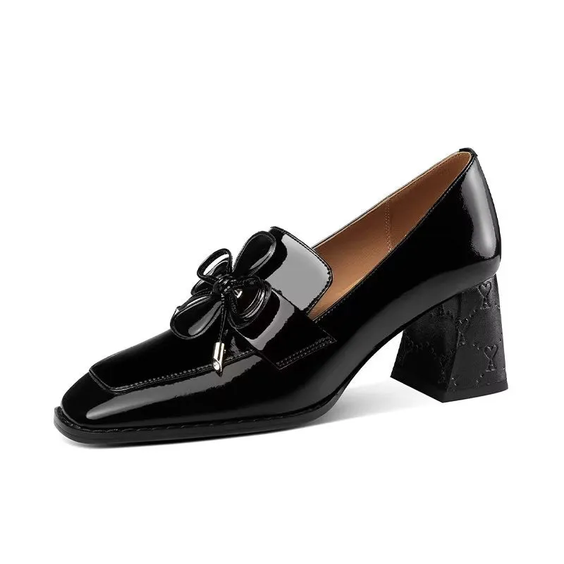 Modish Bow Fashion Slip On Low-med Heels