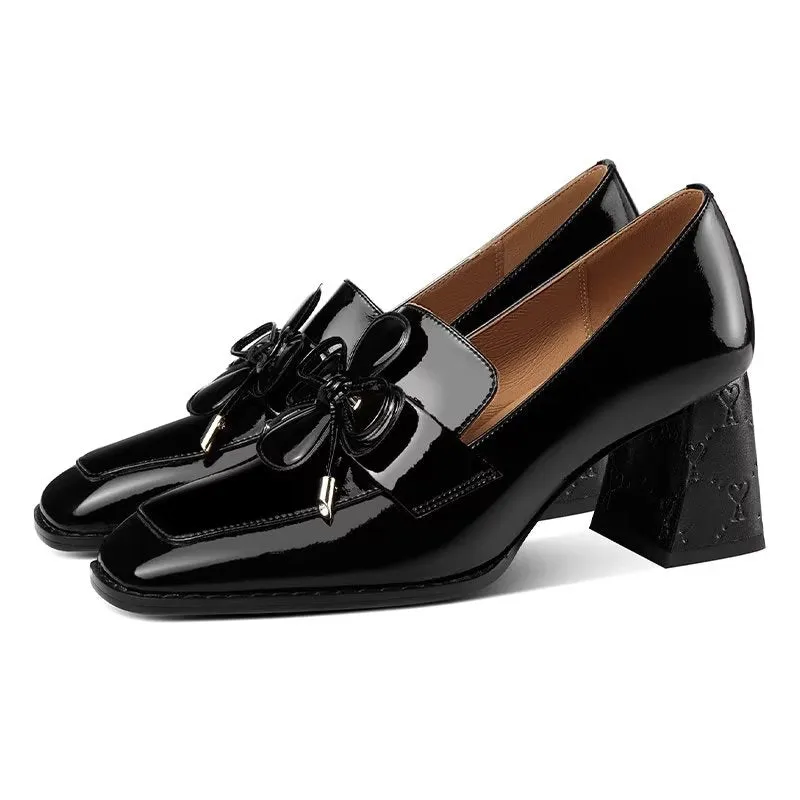 Modish Bow Fashion Slip On Low-med Heels