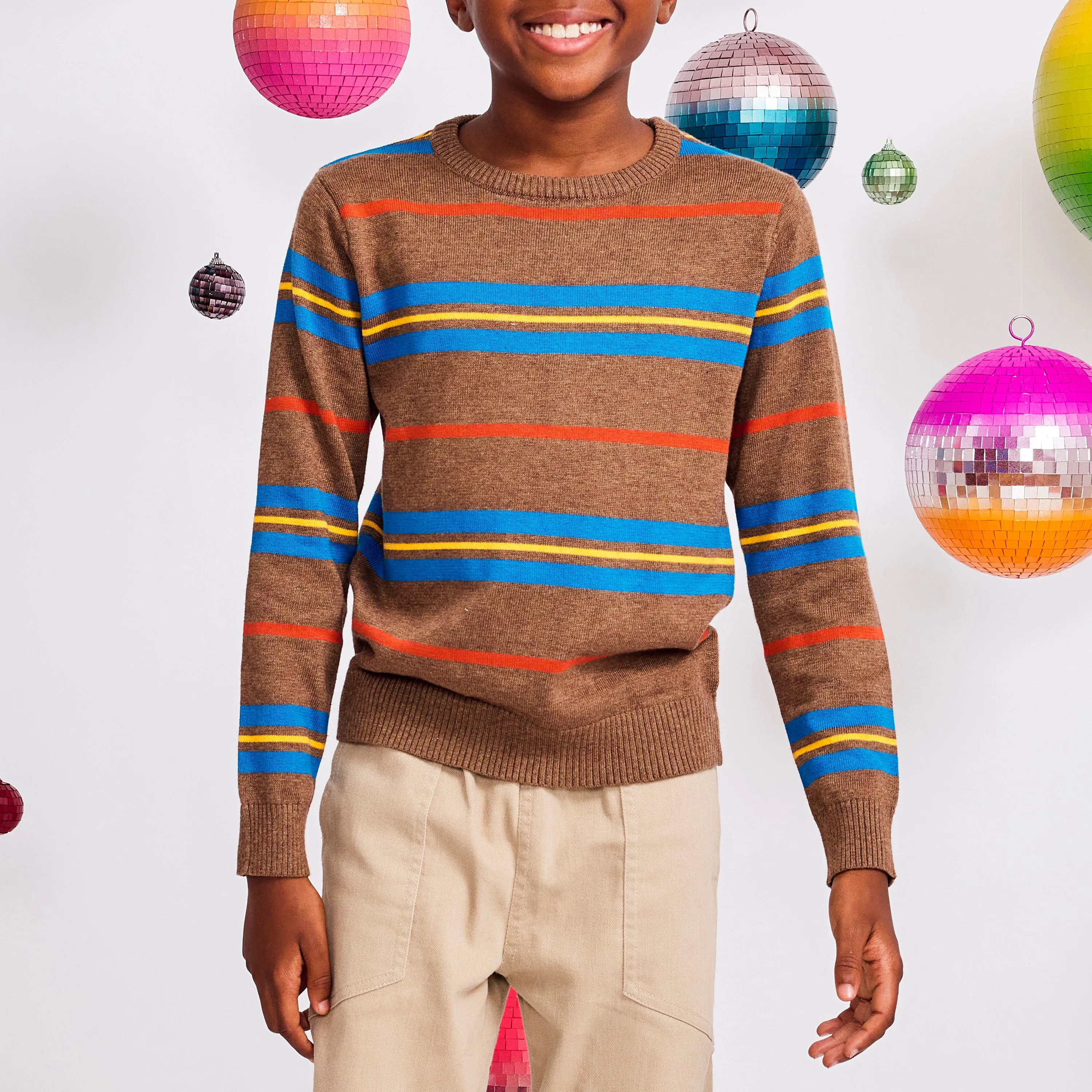 Multi Stripe Crewneck Sweater