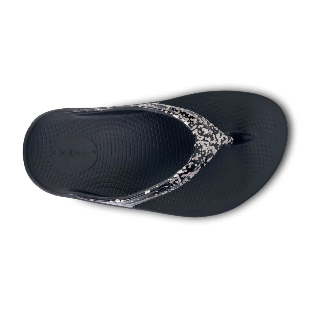 'OOFOS' Women's OOlala Thong Limited Edition - Black / Champagne Pop