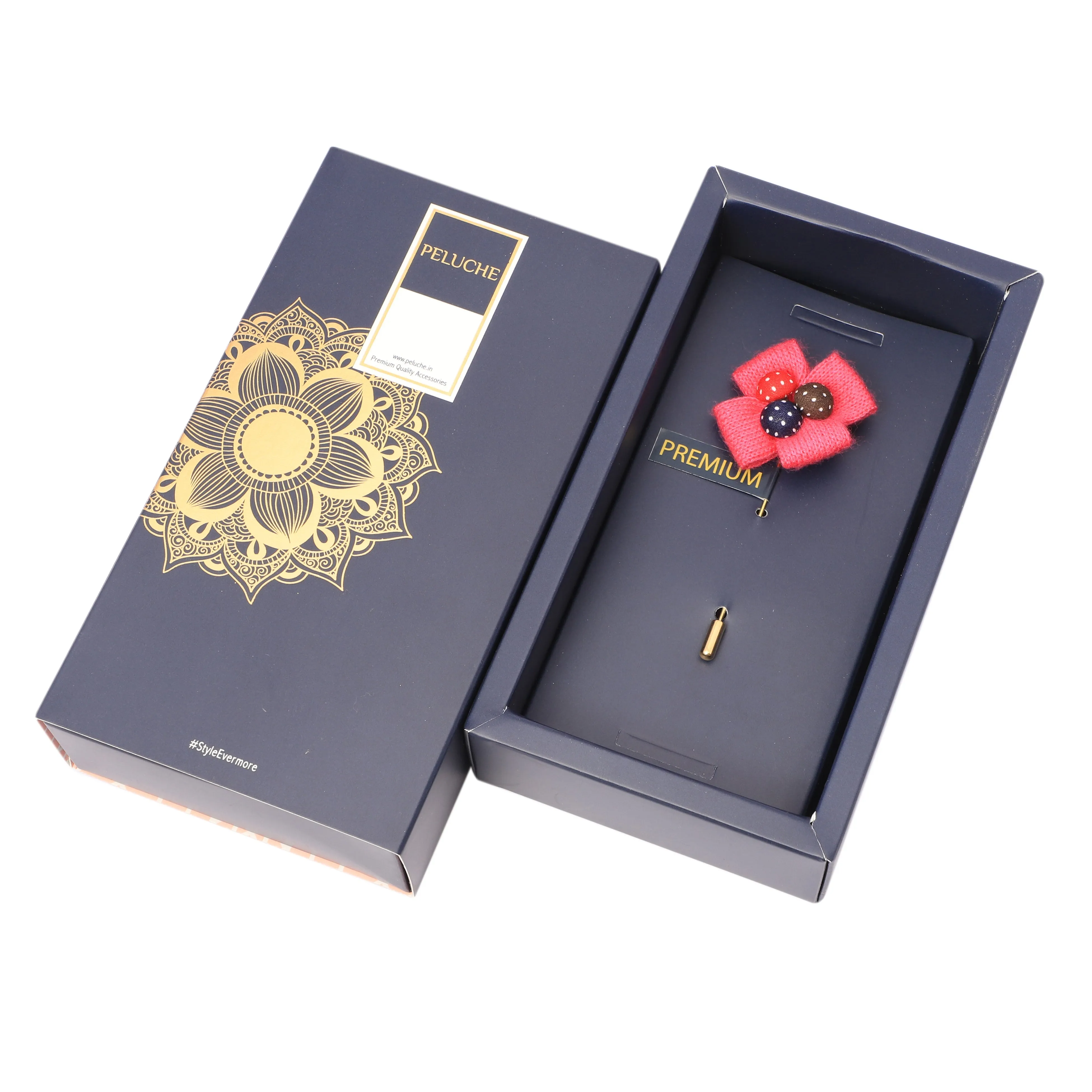 Peluche Sophisticated Floral Pink Brooch for Men