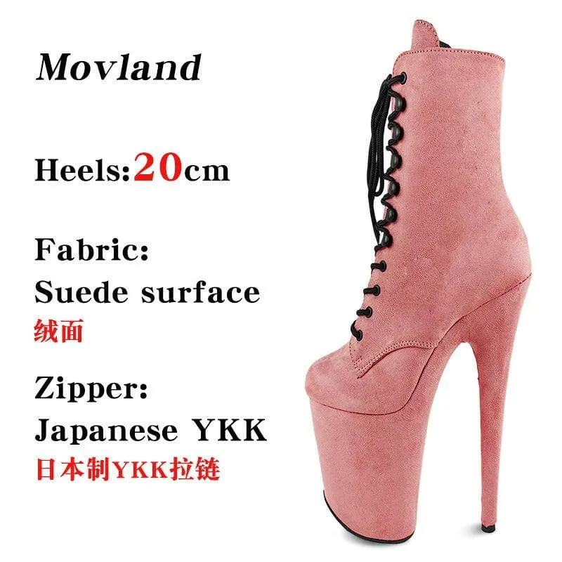 Pink High-heeled Pole Dance Shoes with 20cm Heel and Waterproof Platform