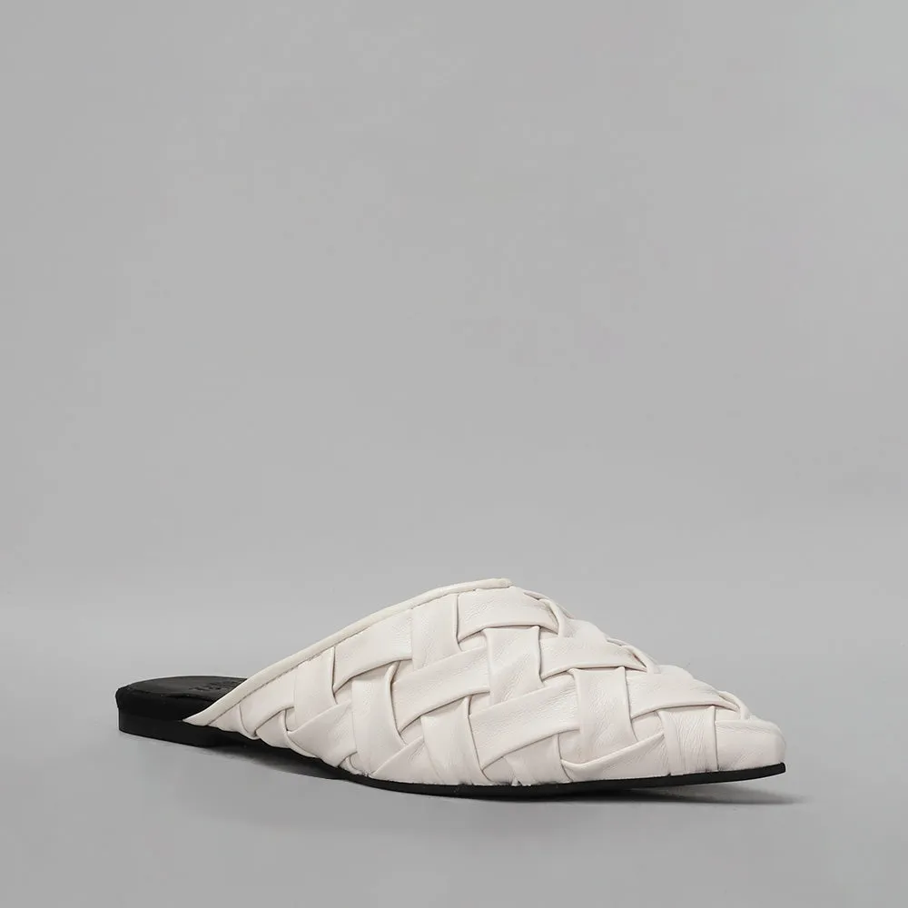 ROLLIE NATION - POINTED MULE - WOVEN WHITE