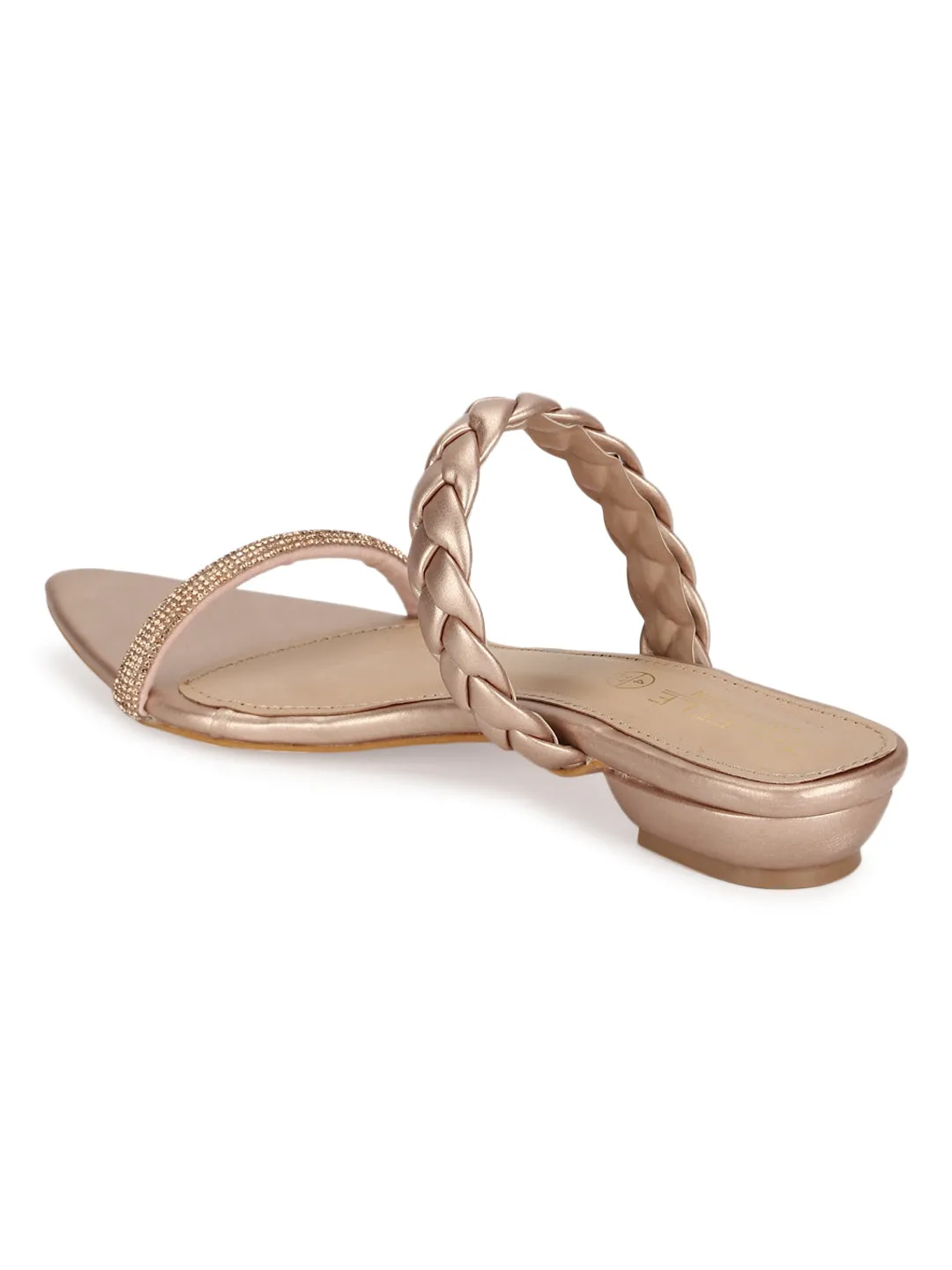 Rose Gold PU Braided Pointed Flats (TC-SLC-SF51-RGLD)