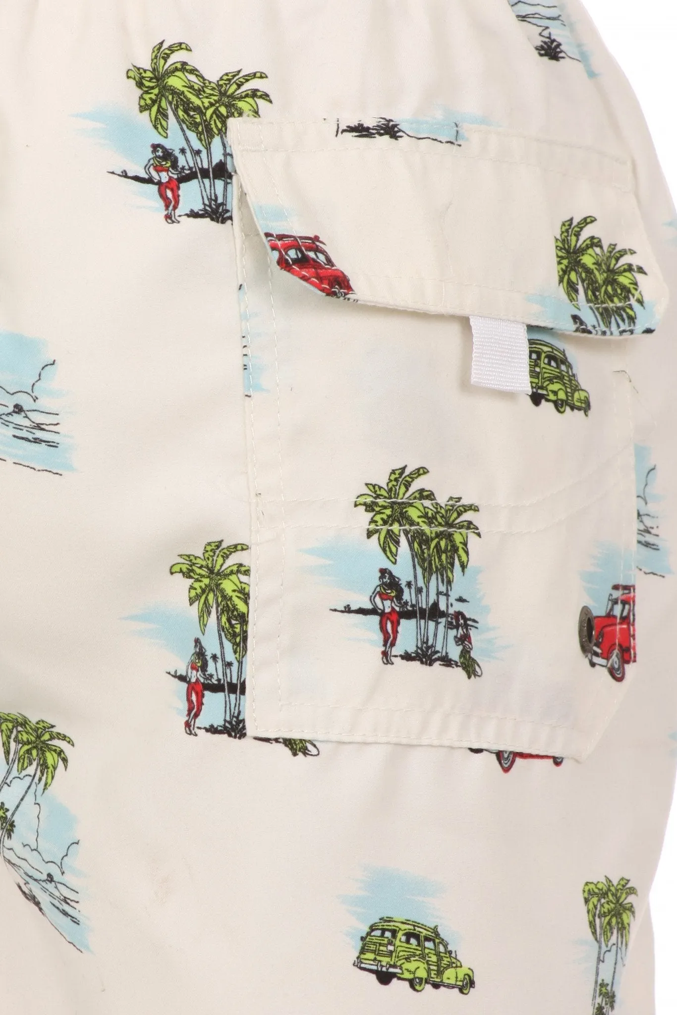 Sakkas Bailer Short Aloha Palm Tree Car Printed Skate Surf Board Short Swim Trunk