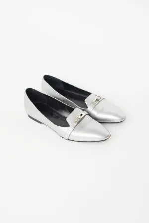 Silver Leather Kelly Ballet Flat