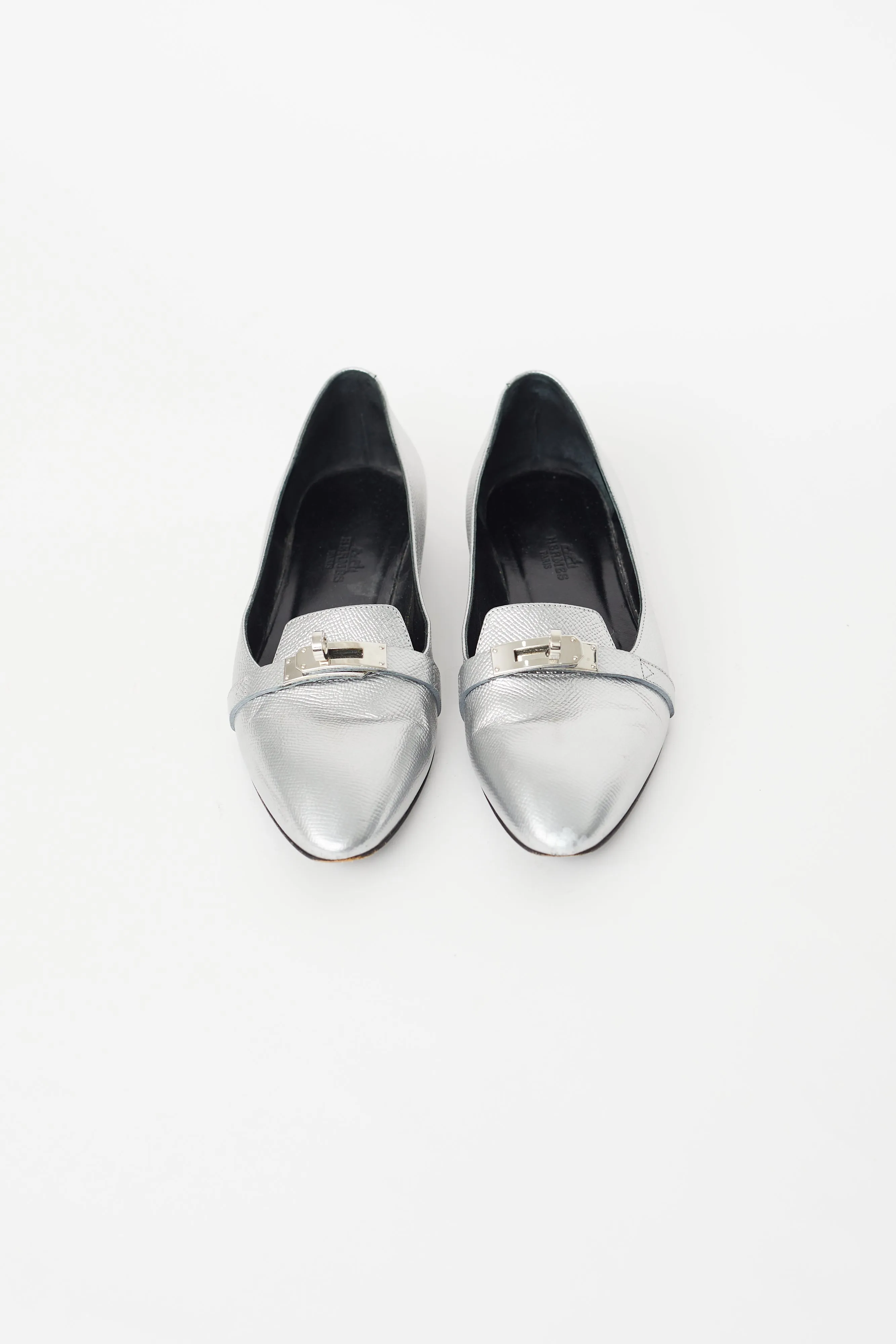 Silver Leather Kelly Ballet Flat