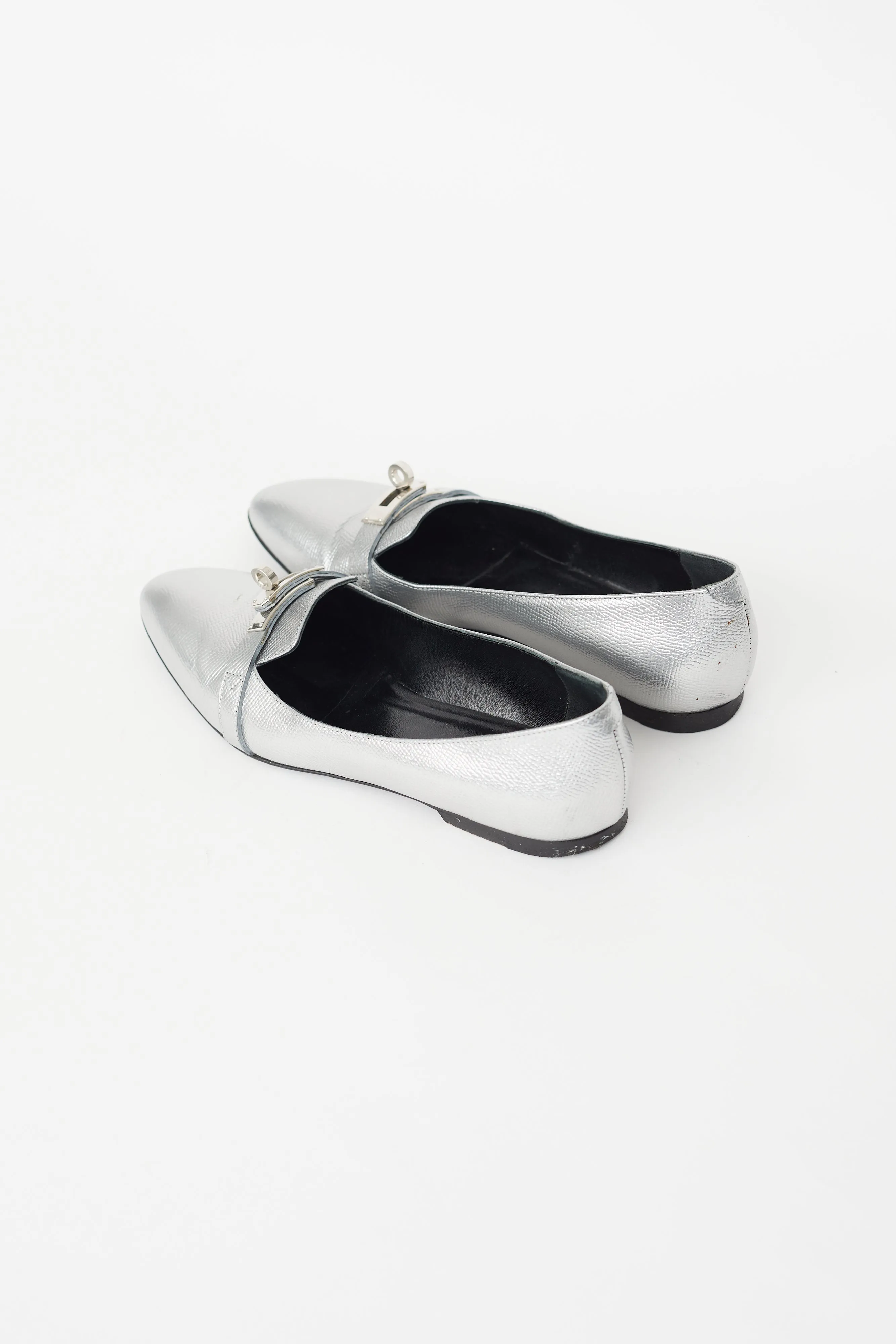 Silver Leather Kelly Ballet Flat