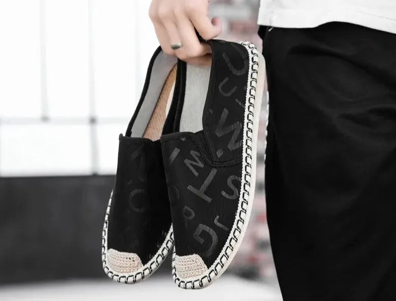 Simple Letters Stitched Slip On Loafers