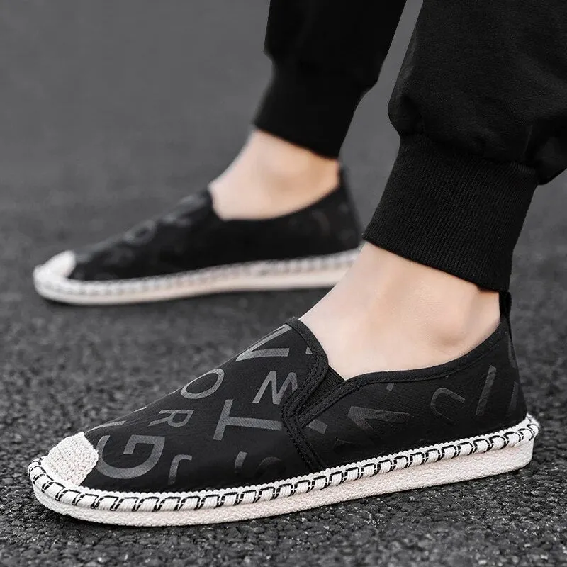 Simple Letters Stitched Slip On Loafers