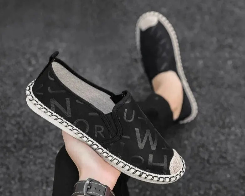 Simple Letters Stitched Slip On Loafers