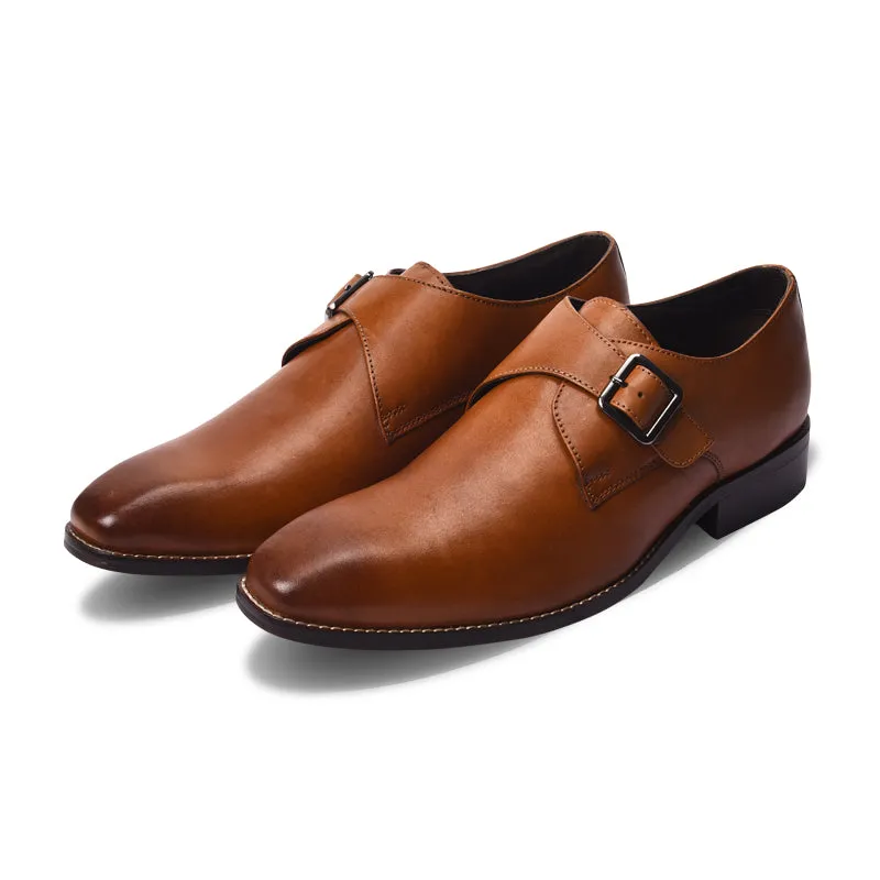 Single strap formal monk shoes