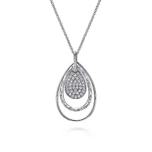 Sterling Silver White Sapphire Pendant 15.5" - 17.5" Chain