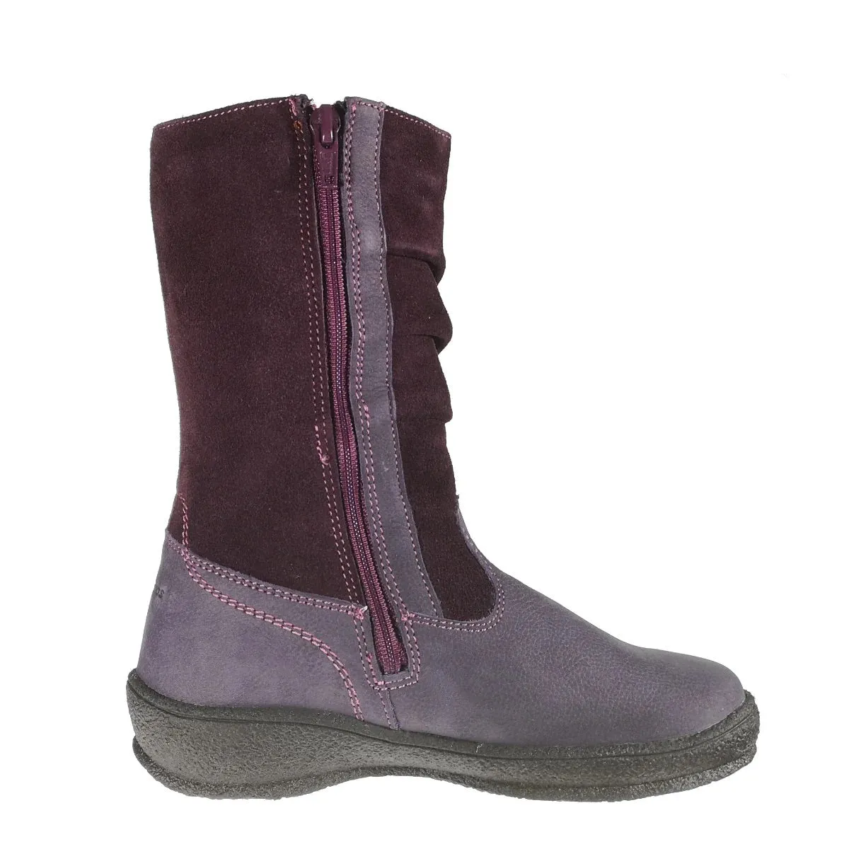 Szamos Kid Girl Winter Boots Mauve And Purple With Hearts And Side Zipper - Made In Europe