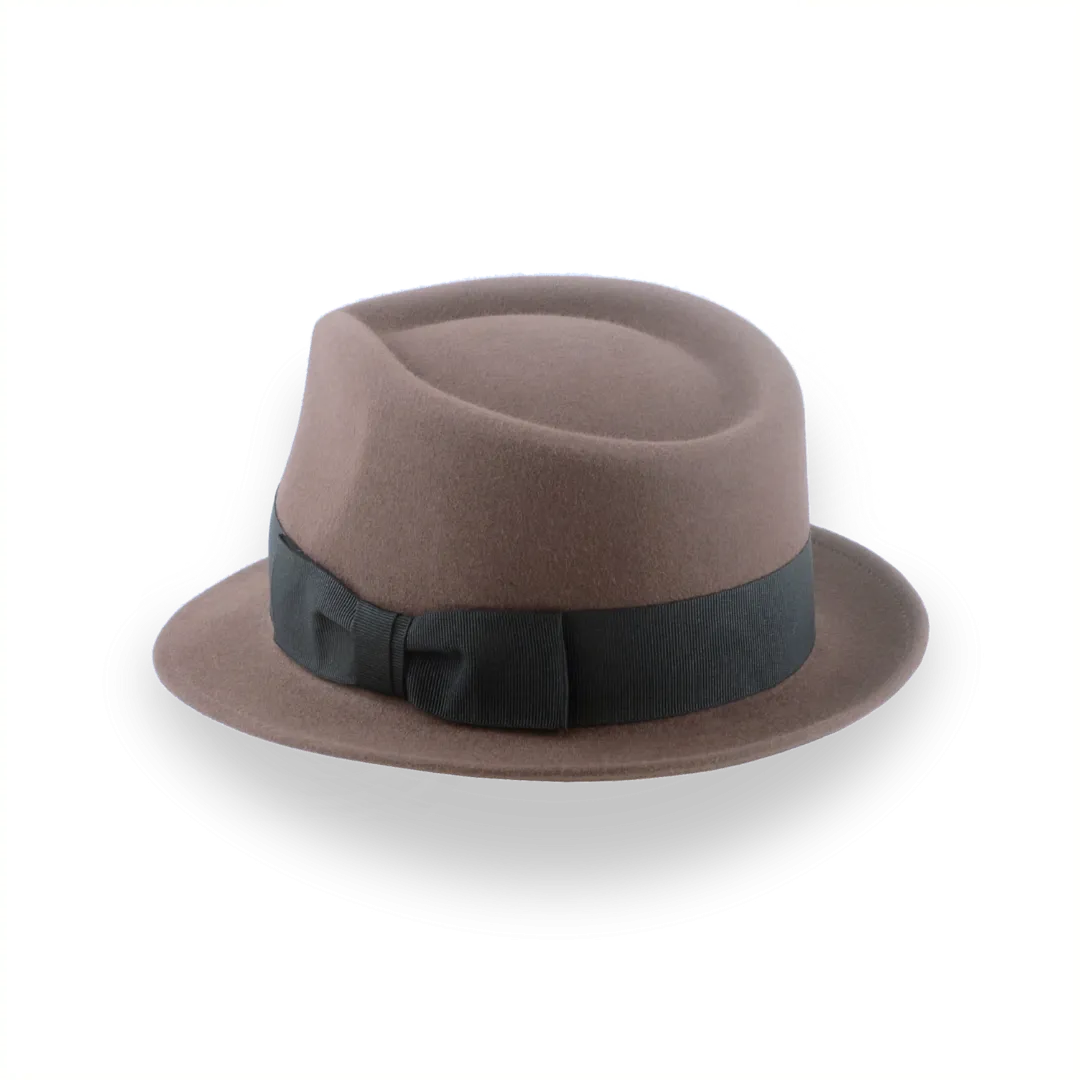 Taupe Brown Trilby Hat with Stylish Teardrop Crown | The Echo